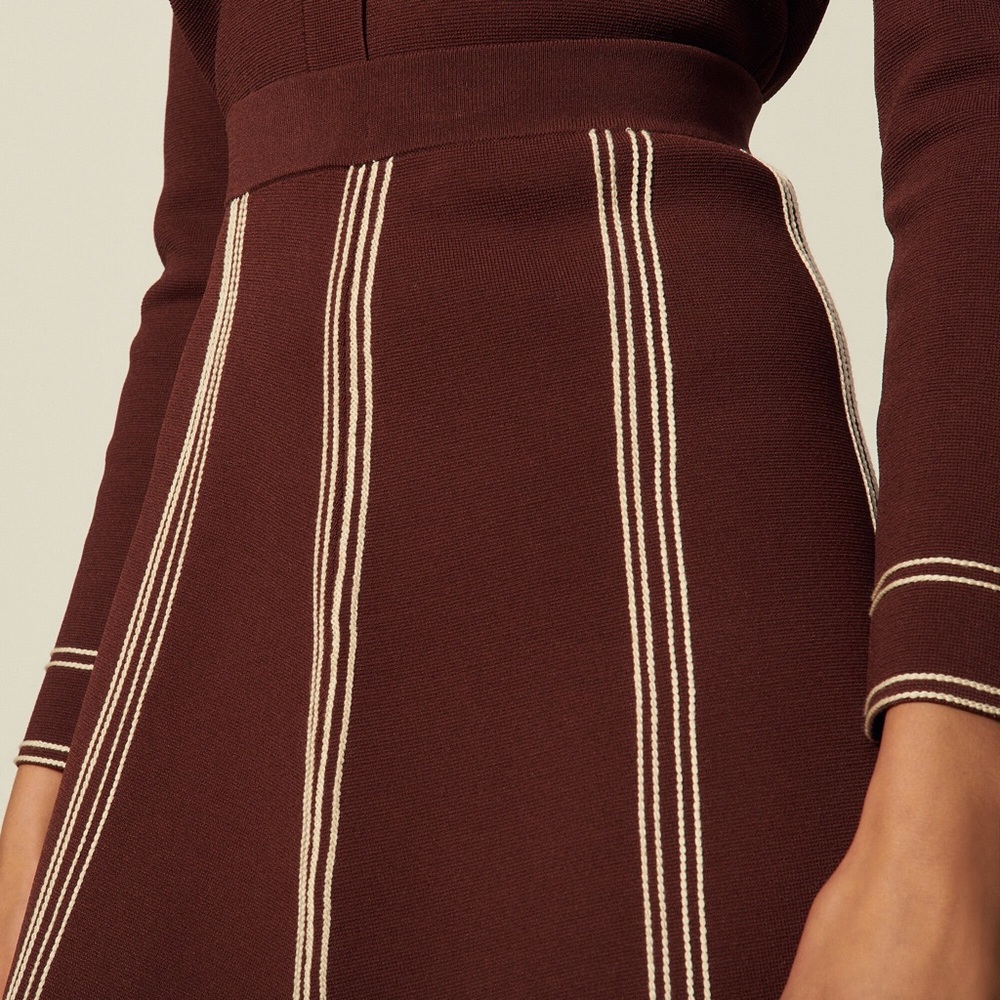 Sandro Brown A-Line Knit Skirt - Picture 5 of 7